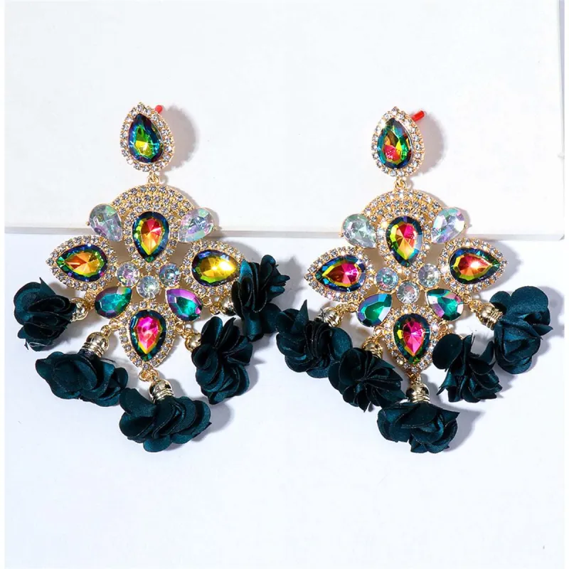 Green Crystal & Cubic Zirconia Chandelier Drop Earrings made by Zulily