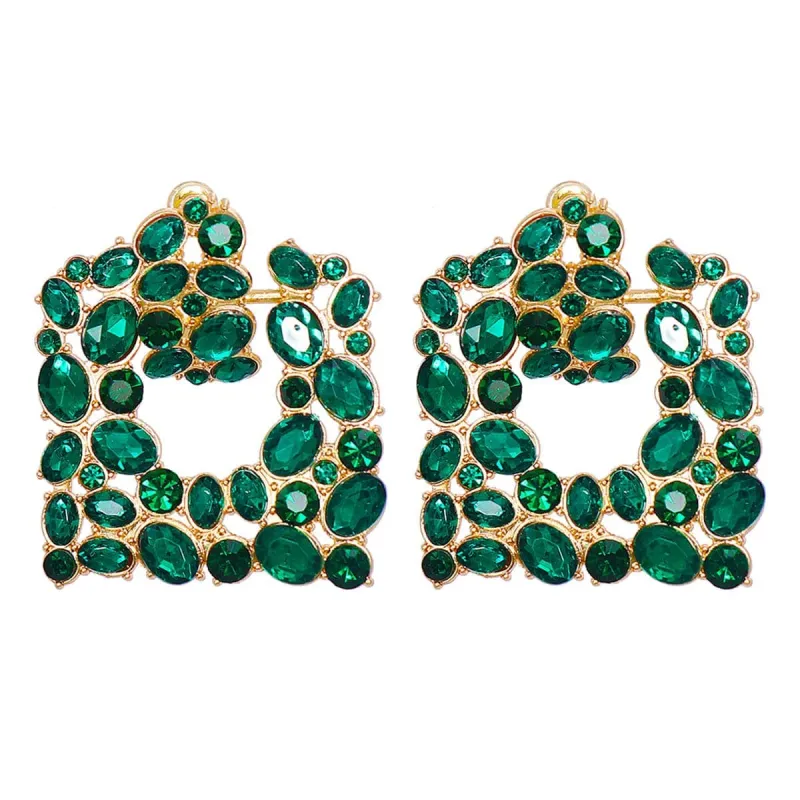 Green Crystal & Cubic Zirconia Cluster Drop Earrings made by Zulily