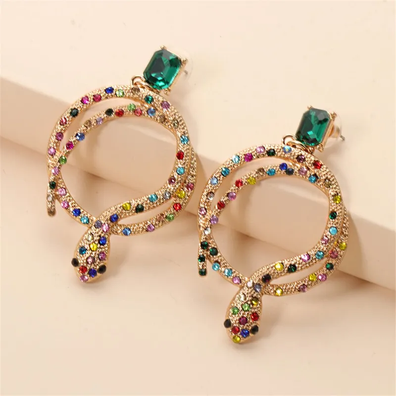 Green Crystal & Cubic Zirconia Coiled Snake Drop Earrings made by Zulily