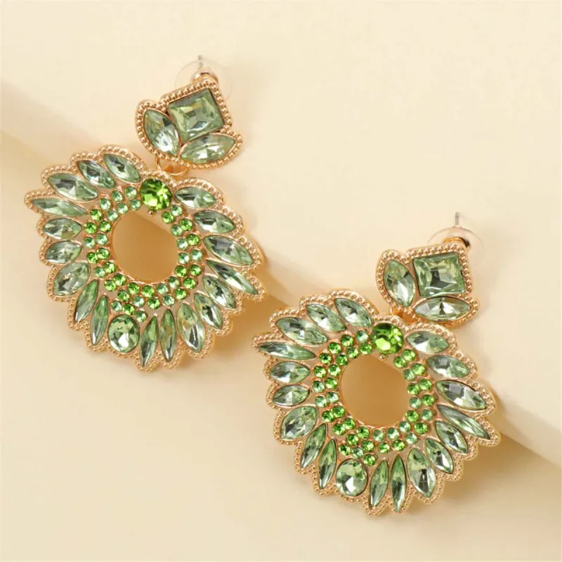 Green Crystal & Cubic Zirconia Geometric Drop Earrings made by Zulily