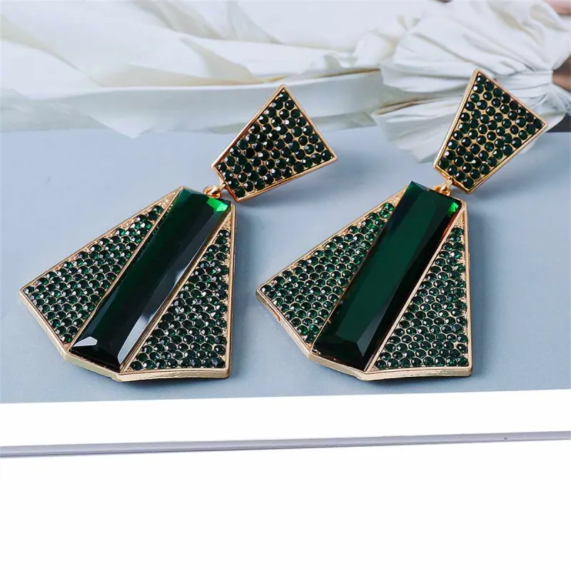 Green Crystal & Cubic Zirconia Goldtone Abstract Drop Earrings made by Zulily