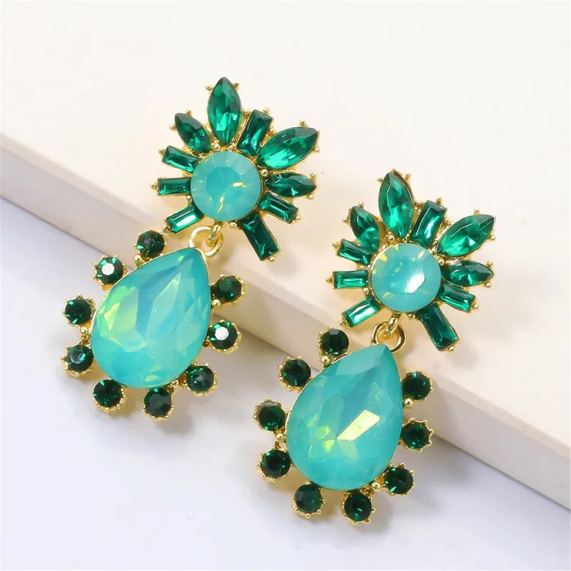 Green Crystal & Cubic Zirconia Goldtone Botany Drop Earrings made by Zulily
