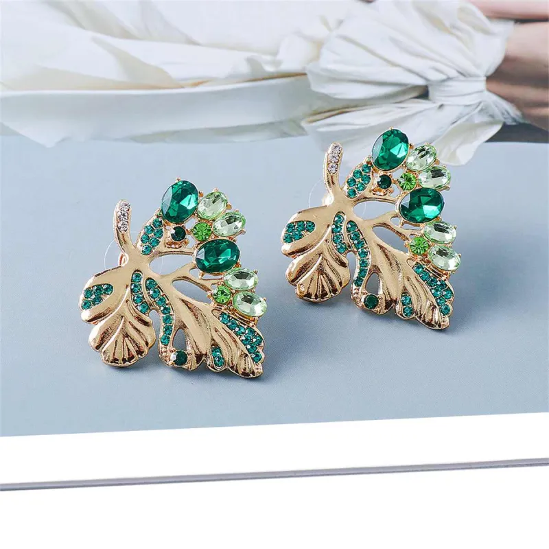 Green Crystal & Cubic Zirconia Leaf Stud Earrings made by Zulily
