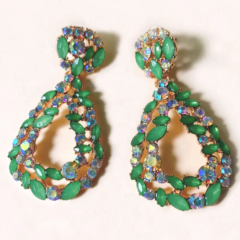 Green Crystal & Cubic Zirconia Goldtone Teardrop Earrings made by Zulily