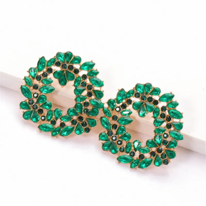 Green Crystal & Cubic Zirconia Wreath Stud Earrings made by Zulily