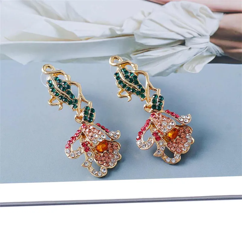 Green Multicolor Cubic Zirconia & Goldtone Petunia Drop Earrings made by Zulily