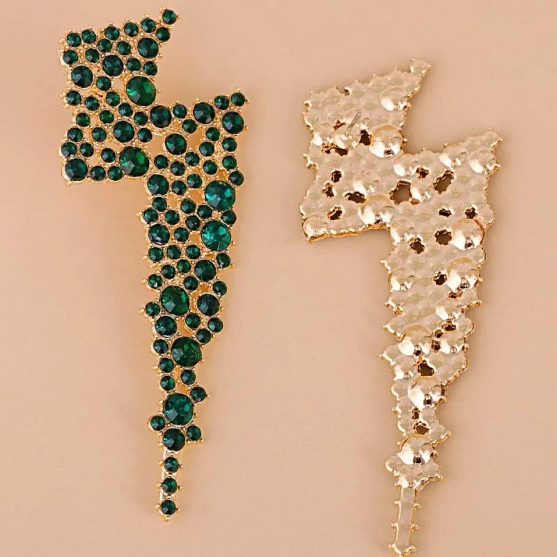 Green Cubic Zirconia & Goldtone Lightning Stud Earrings made by Zulily