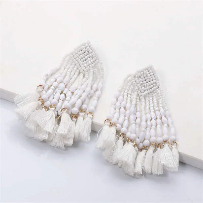 Howlite & Goldtone Beaded Tassel Drop Earrings made by Zulily