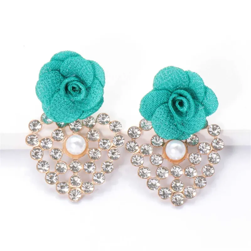 Green Lace & Cubic Zirconia Flower Drop Earrings made by Zulily