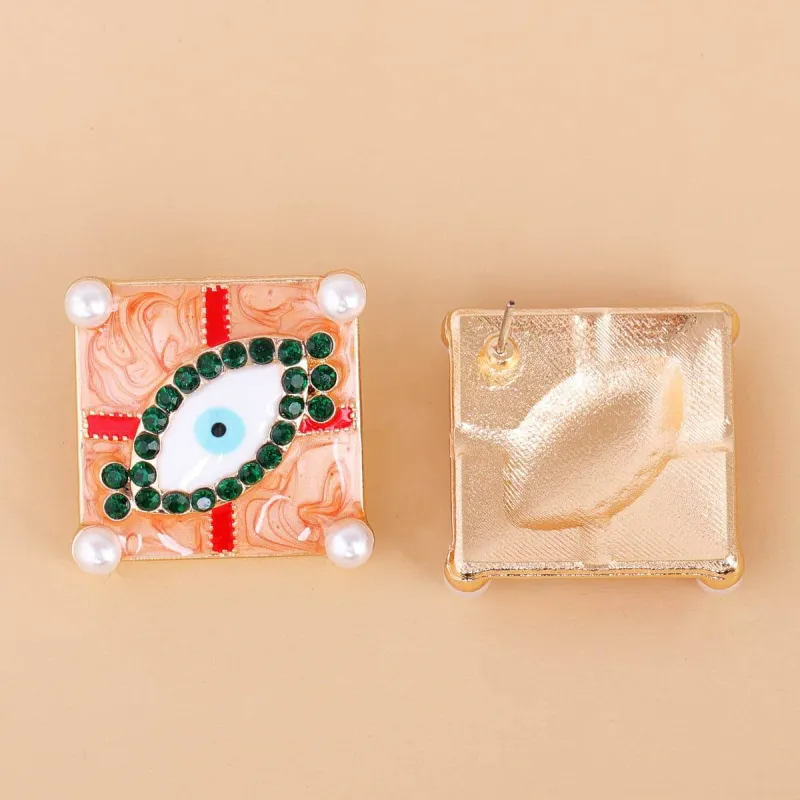 Green Cubic Zirconia & Pearl Eye Stud Earrings made by Zulily