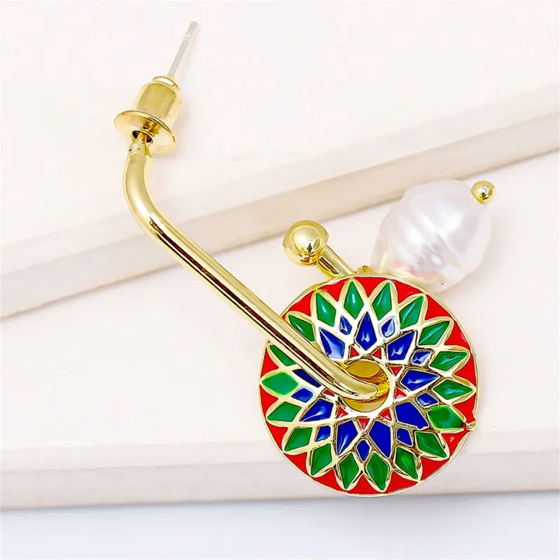 Green Enamel & Pearl Goldtone Lotus Drop Earrings made by Zulily