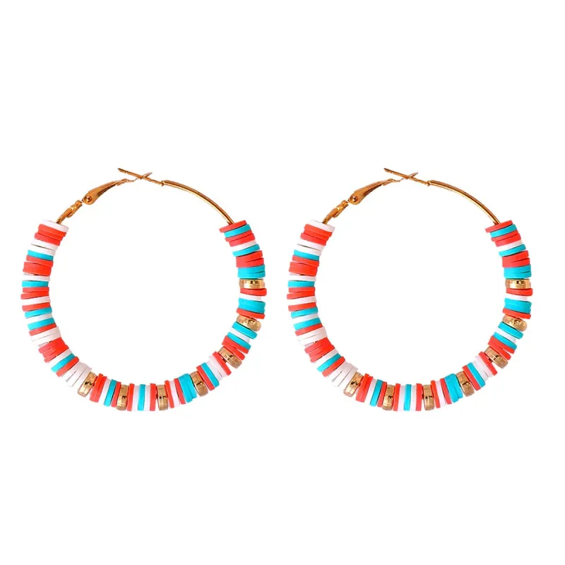 Green Polymer Clay & Goldtone Beads Hoop Earrings made by Zulily