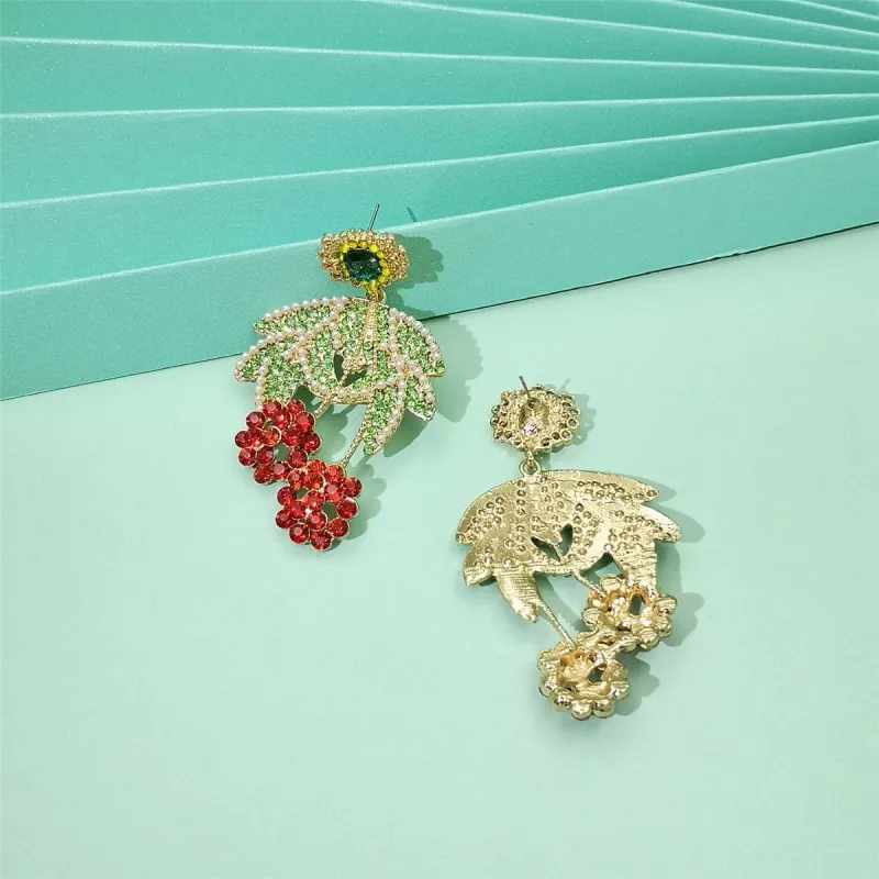 Green Cubic Zirconia & Pearl Goldtone Botany Drop Earrings made by Zulily