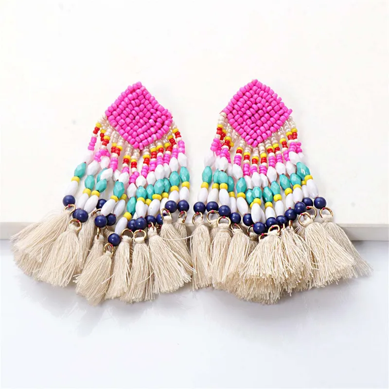 Howlite & Polyster Goldtone Beaded Tassel Drop Earrings made by Zulily