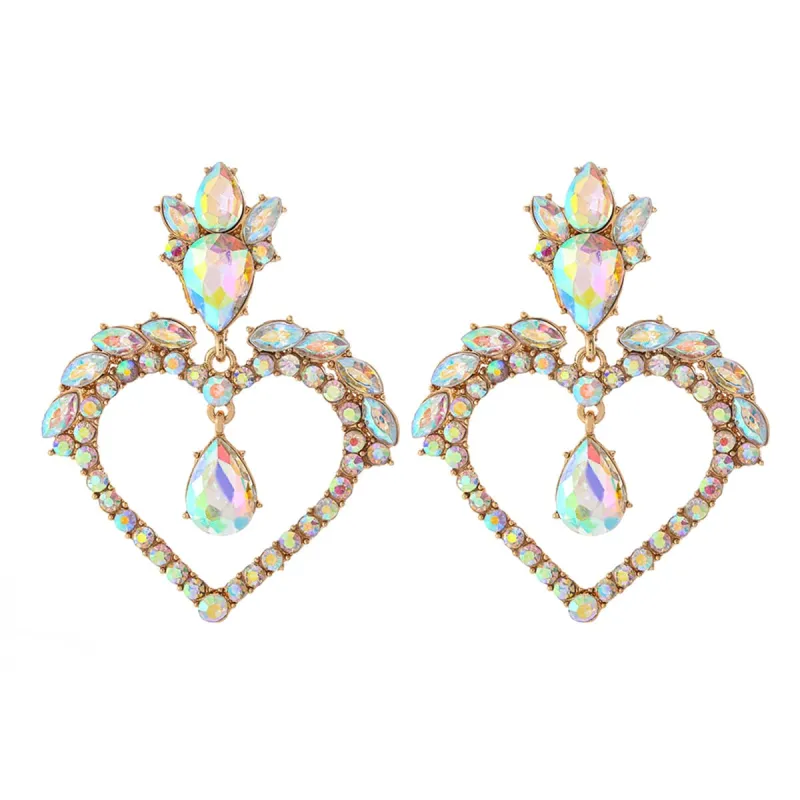 Light Colored Crystal & Cubic Zirconia Heart Drop Earrings made by Zulily