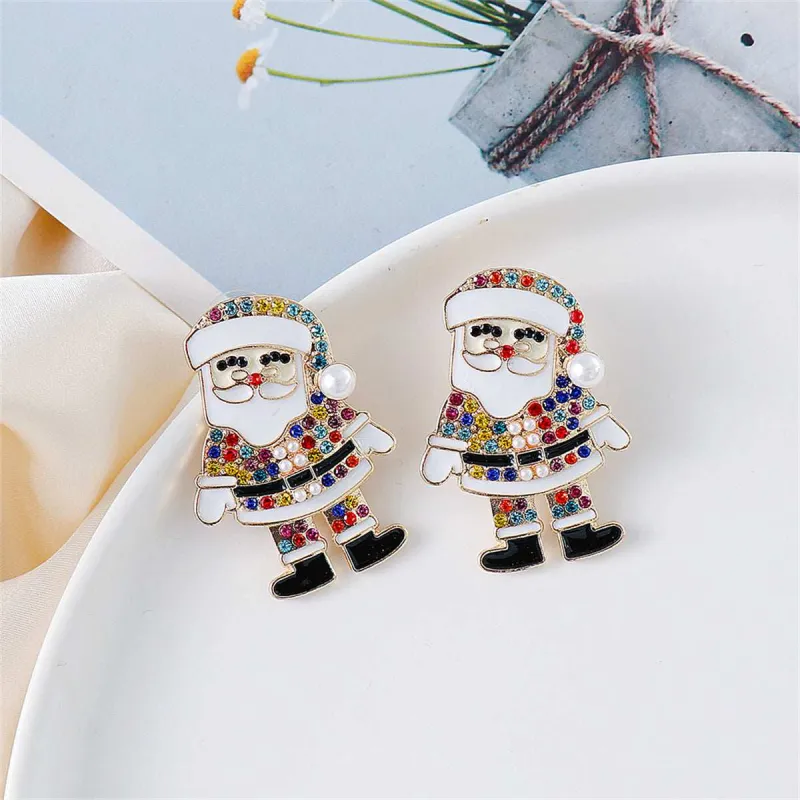 Jewel-Tone Cubic Zirconia & Pearl Santa Stud Earrings made by Zulily