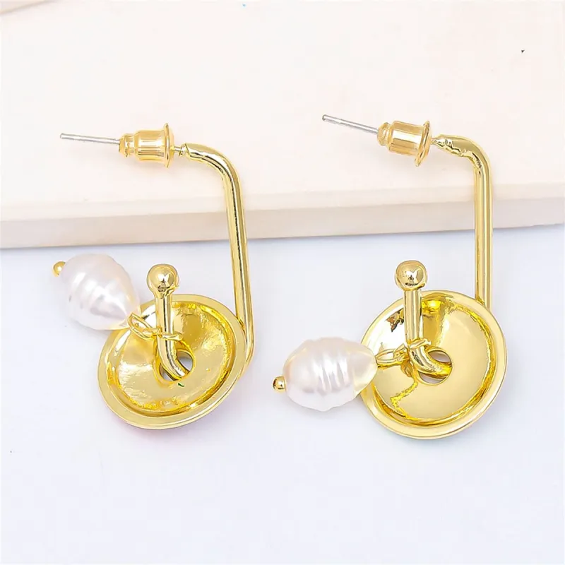 Light Green Enamel & Pearl Goldtone Flower Drop Earrings made by Zulily