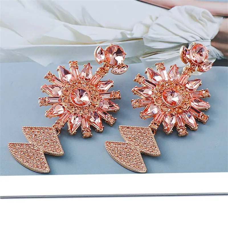 Light Pink Crystal & Cubic Zirconia Goldtone Sunflower Drop Earrings made by Zulily