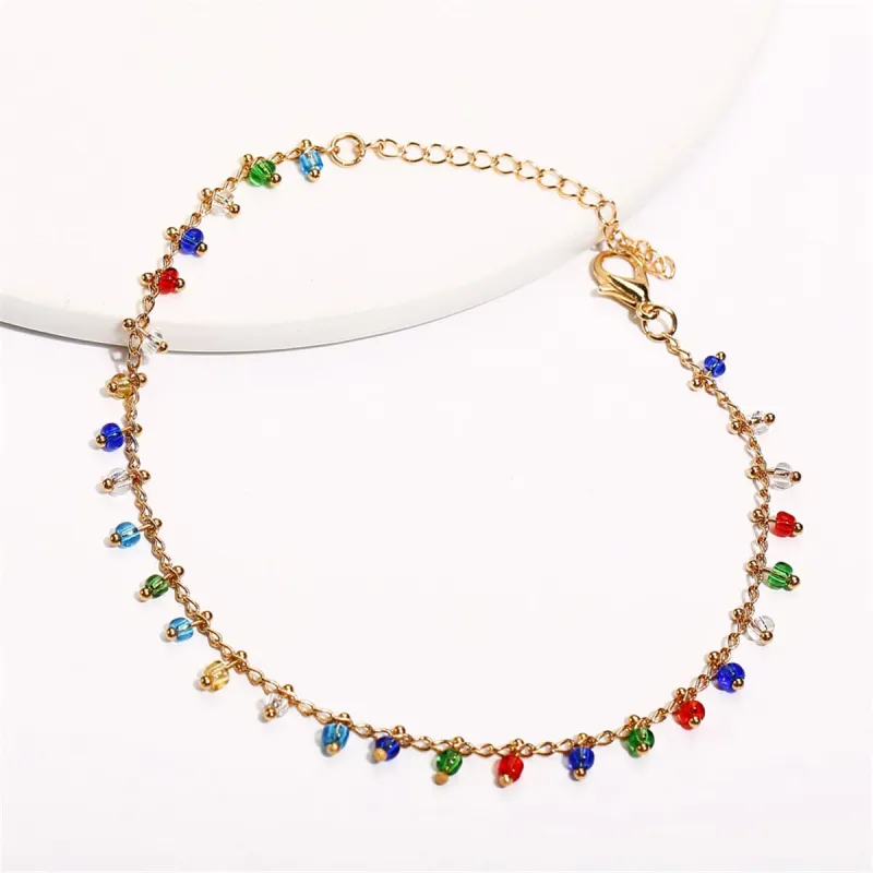 Multicolor Acrylic & Goldtone Faceted Station Anklet made by Zulily