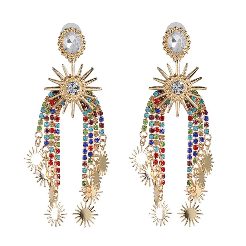 Multicolor Cubic Zirconia & Crystal Star Tassel Drop Earrings made by Zulily