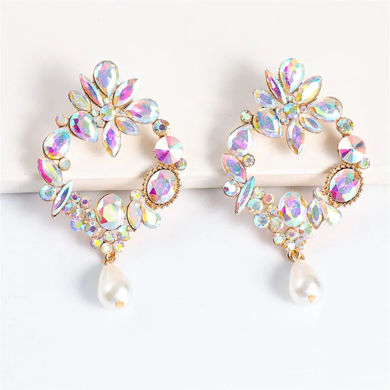 Light Colored Crystal & Cubic Zirconia Pearl Botany Drop Earrings made by Zulily