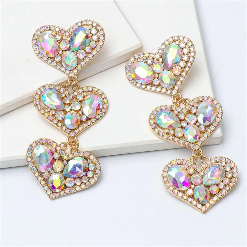 Light Colored Crystal & Cubic Zirconia Goldtone Heart Drop Earrings made by Zulily