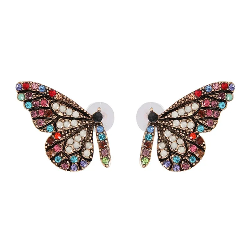 Multicolor Cubic Zirconia & Goldtone Butterfly Stud Earrings made by Zulily