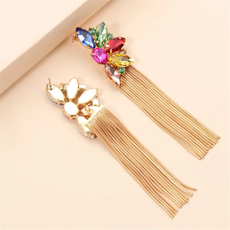 Multicolor Crystal & Cubic Zirconia Goldtone Botany Tassel Drop Earrings made by Zulily