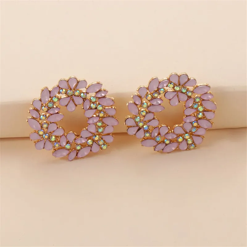 Light Pink Crystal & Cubic Zirconia Wreath Stud Earrings made by Zulily