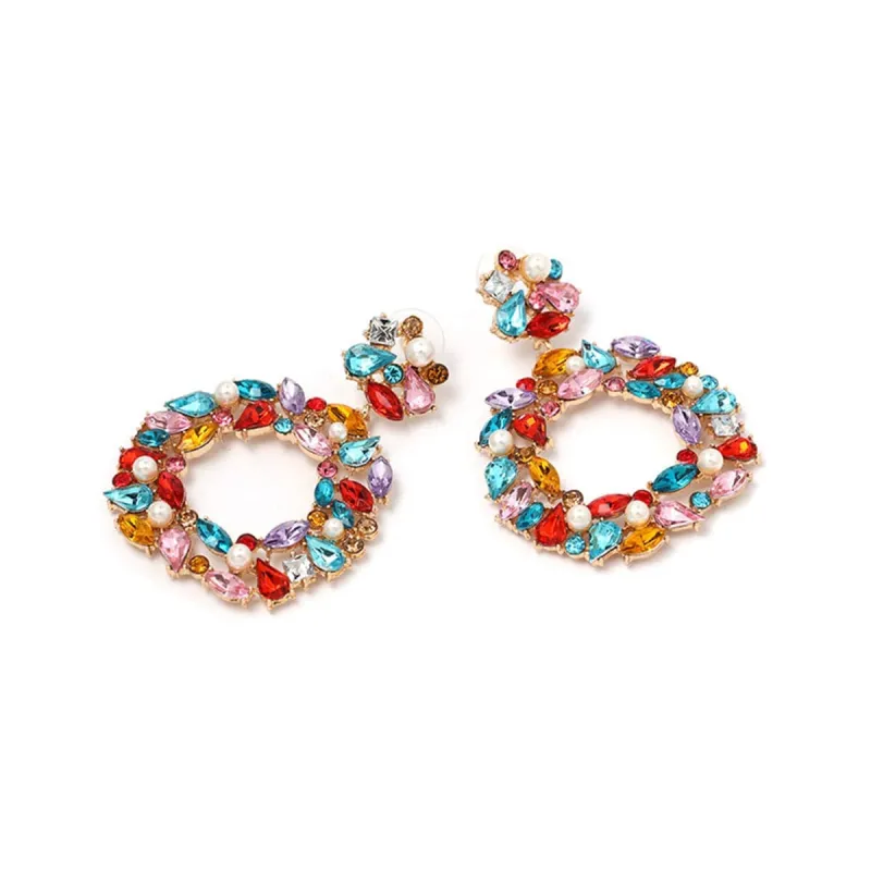 Multicolor Crystal & Pearl Open Drop Earrings made by Zulily