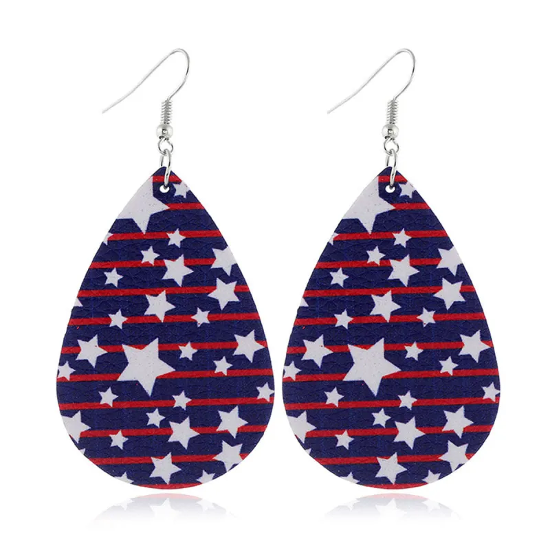 Navy & White Polystyrene Stars & Stripes Teardrop Drop Earrings made by Zulily