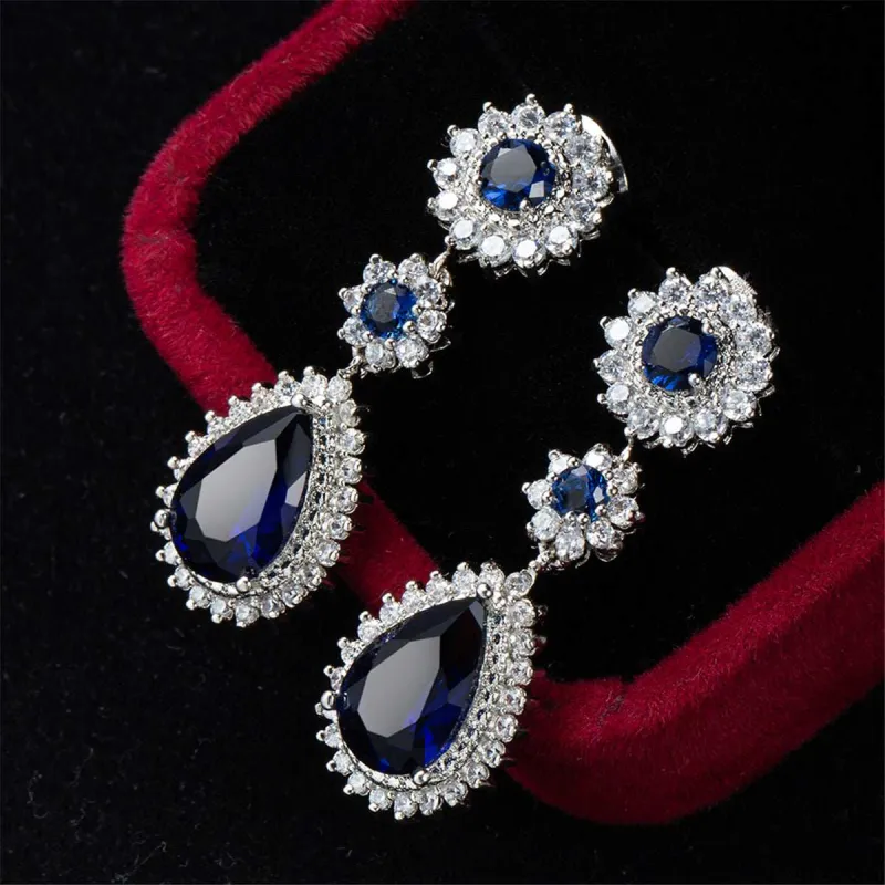 Navy Crystal & Silvertone Hola Drop Earrings made by Zulily