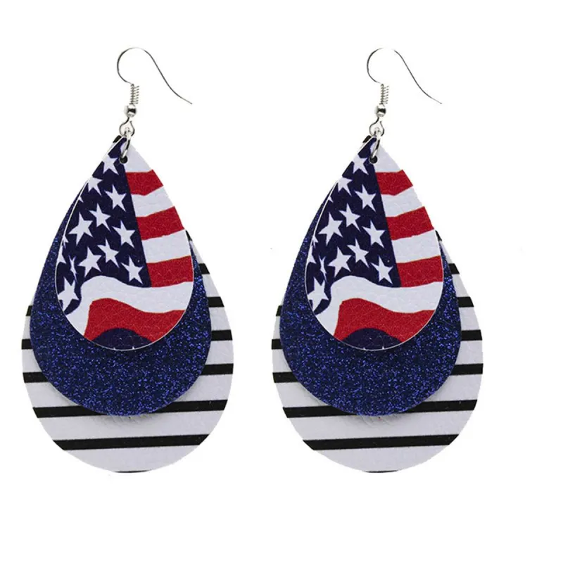 Navy & White Polystyrene Glitter Patriotic Triple Drop Earrings made by Zulily