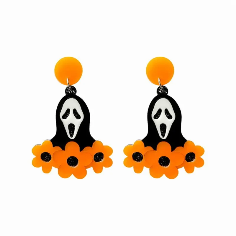Orange Acrylic & Goldtone Flower Ghost Drop Earrings made by Zulily