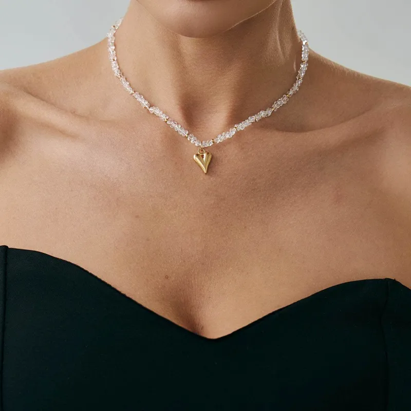 Clear Acrylic & Goldtone Heart Pendant Necklace made by Zulily