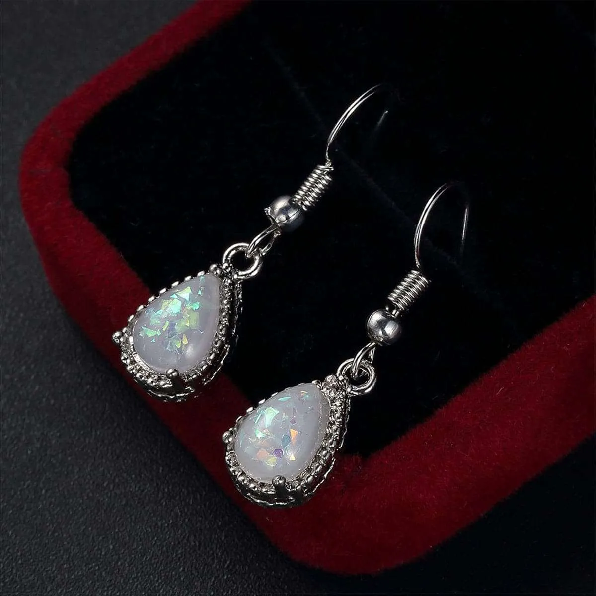 Opal & Silvertone Drop Earrings sold by Zulily