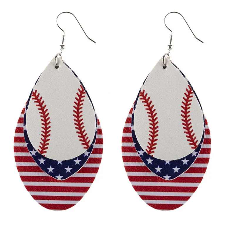 Off-White & Red Polystyrene Patriotic Baseball Triple Drop Earrings made by Zulily
