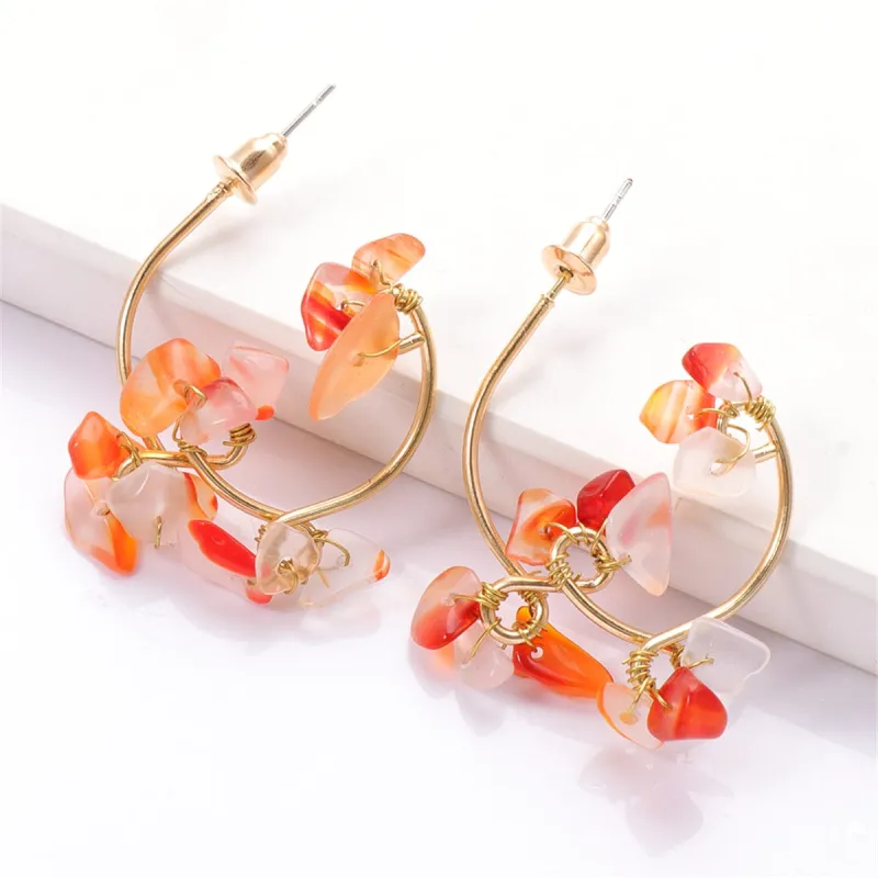 Orange Resin & Goldtone Abstract Floral Drop Earrings made by Zulily