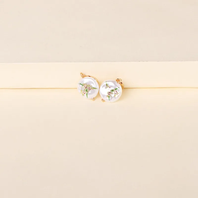 Orchid Floral Pearl & Goldtone Drop Earrings made by Zulily