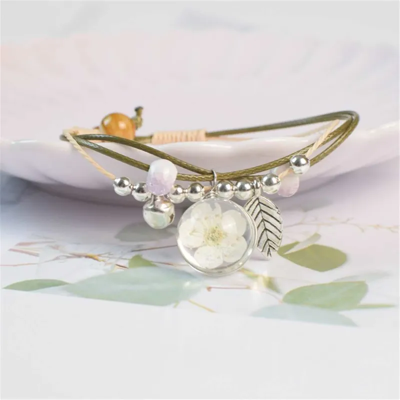 Peach Blossom & Silvertone Bell Charm Bracelet made by Zulily