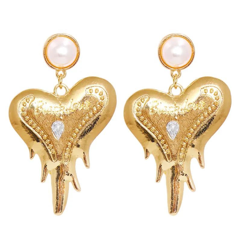 Pearl & Crystal Goldtone Heart Drop Earrings made by Zulily