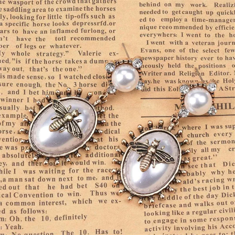 Pearl & Cubic Zirconia Bee Oval Drop Earrings made by Zulily