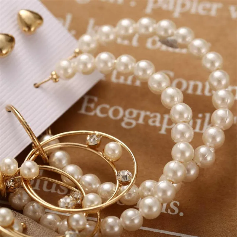 Pearl & Cubic Zirconia Goldtone Hoop Earrings Set made by Zulily