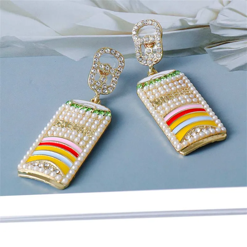 Pearl & Cubic Zirconia Multicolor Enamel Drink Drop Earrings made by Zulily