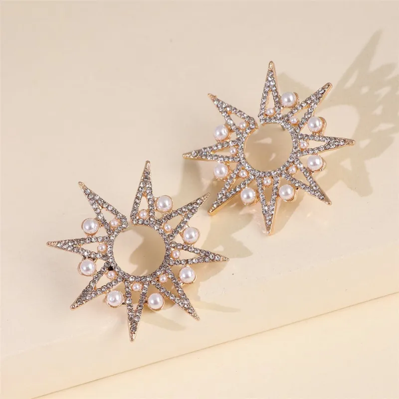 Pearl & Cubic Zirconia Goldtone Star Stud Earrings made by Zulily