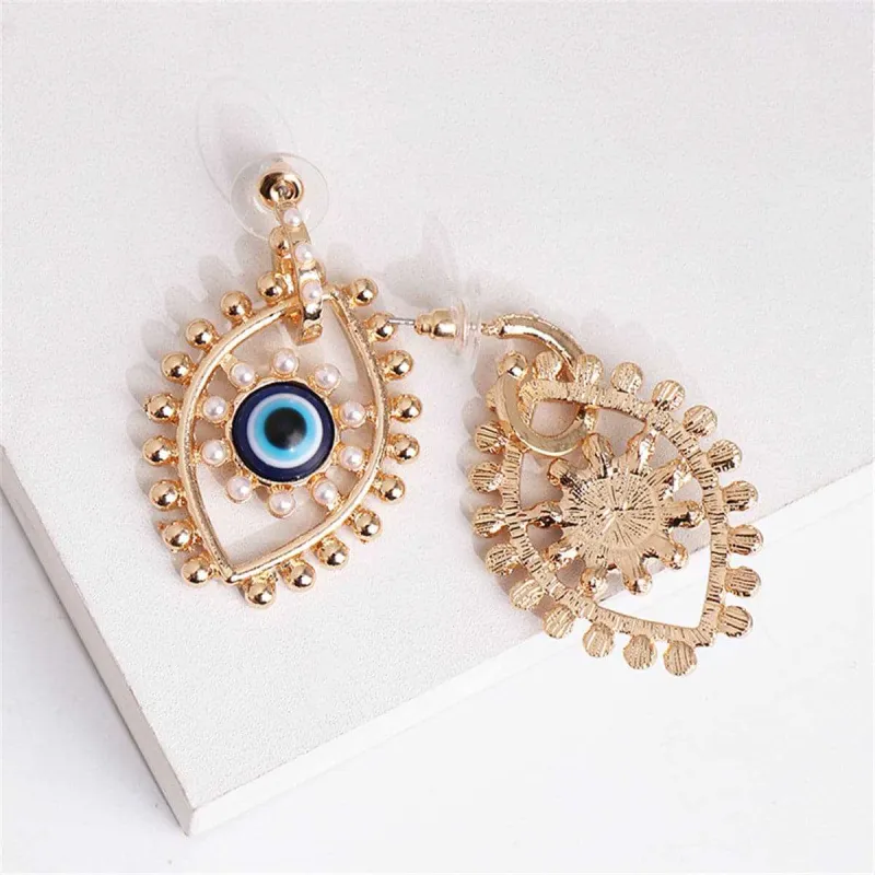 Pearl & Enamel Goldtone Evil Eye Drop Earrings made by Zulily