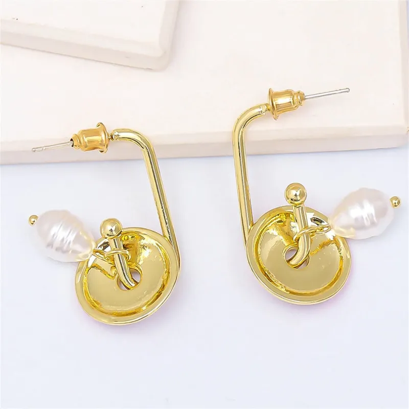 Pearl & Enamel Goldtone Lotus Drop Earrings made by Zulily