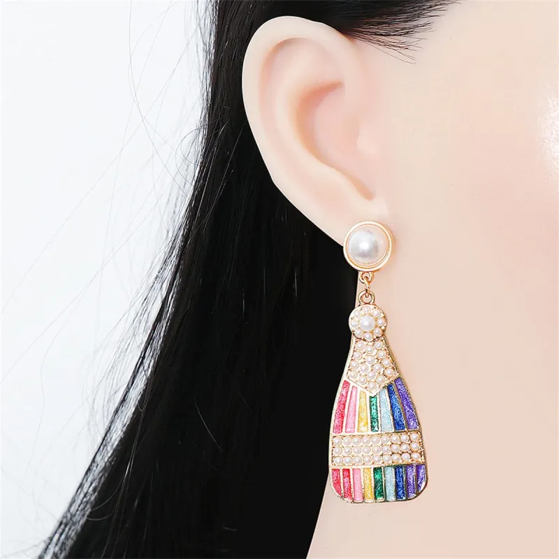 Pearl & Enamel Goldtone Sparkling Champagne Drop Earrings made by Zulily