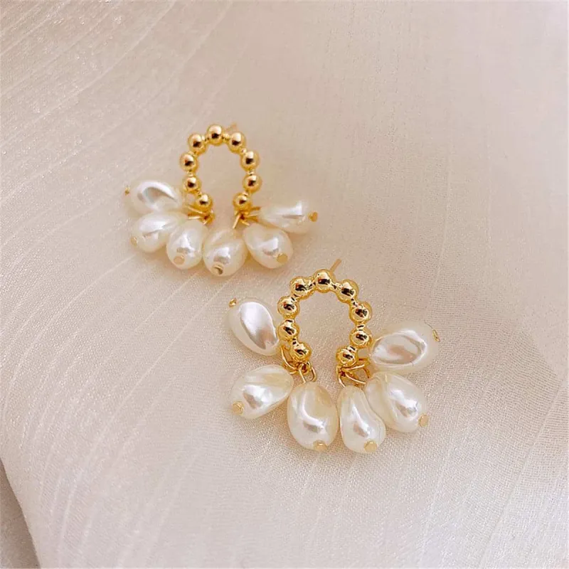 Pearl & Goldtone Cluster Drop Earrings made by Zulily