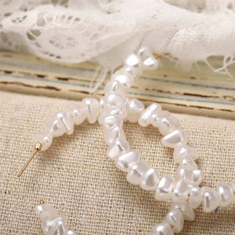 Pearl & Goldtone Hoop Earrings made by Zulily